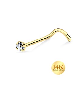 14K Gold CZ Circular Nose Stud 14KY-NSKB-874